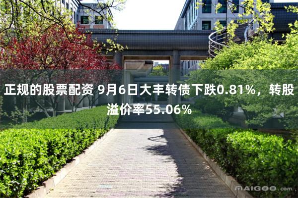 正规的股票配资 9月6日大丰转债下跌0.81%，转股溢价率55.06%