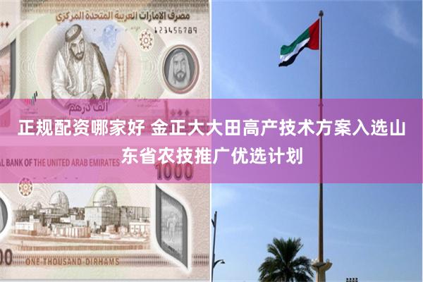 正规配资哪家好 金正大大田高产技术方案入选山东省农技推广优选计划